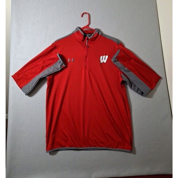 Under Armour  1/4 Zip Men’s L Loose Cold Gear Infrared Fleece Wisconsin Badgers - Picture 1 of 8